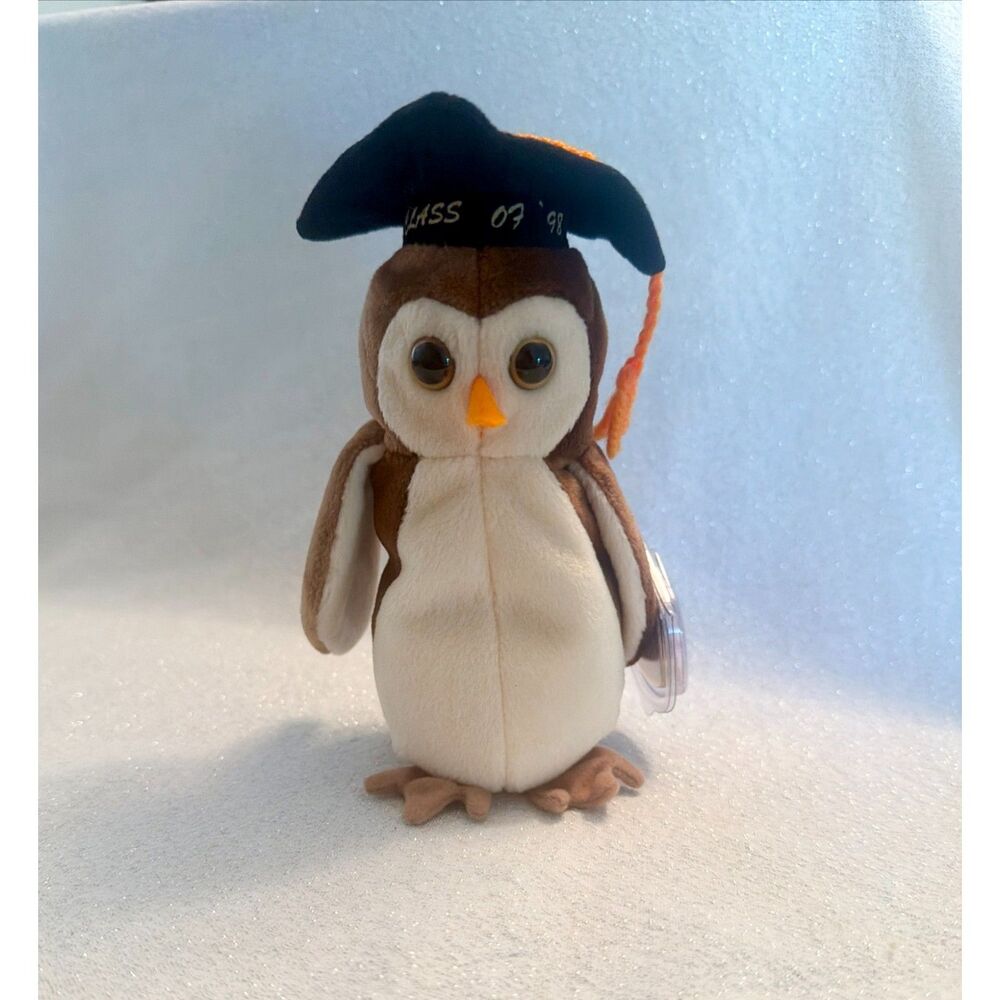 Wise the Graduation Owl TY Beanie Baby 1998 retired RARE VHTF